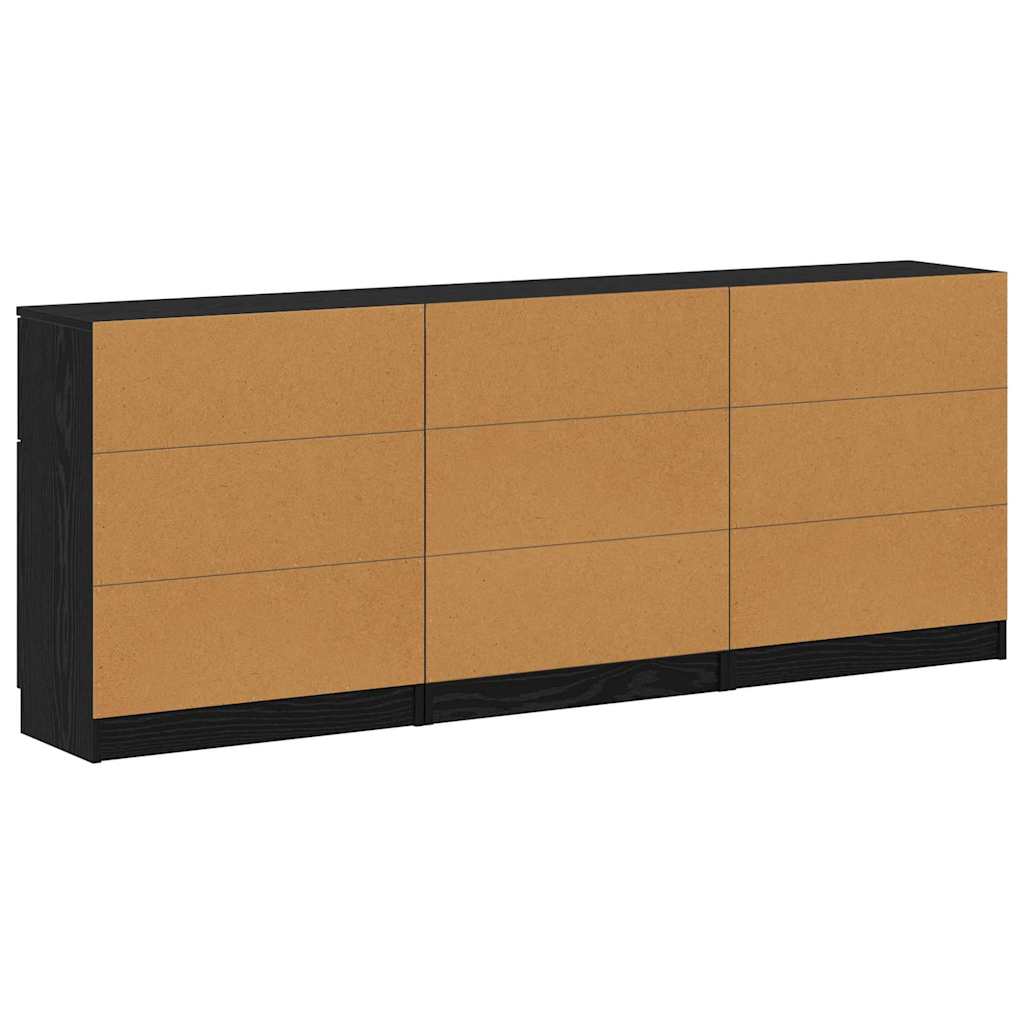 Credenza 3 pcs Rovere nero 60 x 30 x 70 cm Legno multistrato - homemem39