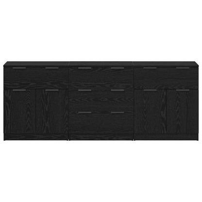Credenza 3 pcs Rovere nero 60 x 30 x 70 cm Legno multistrato - homemem39