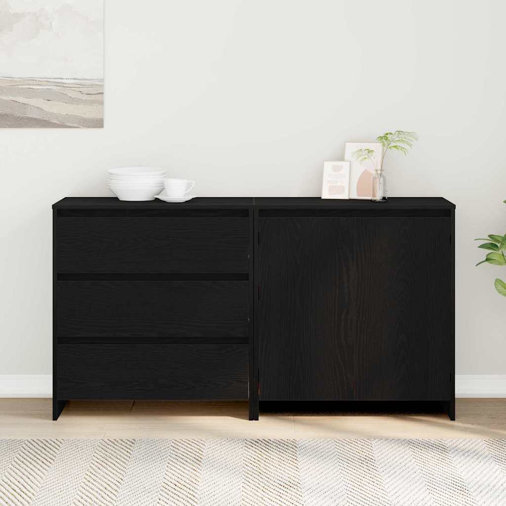 Credenza 2 pcs Nero 70 x 41 x 75 cm Legno multistrato - homemem39