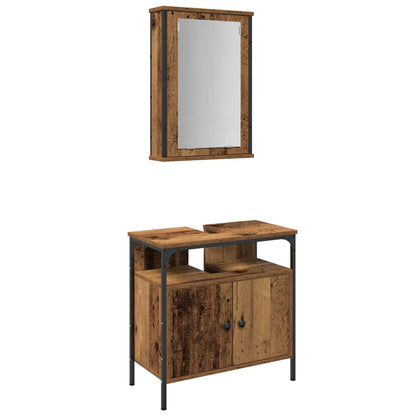 Set di mobili per il bagno 2 pcs Marrone Legno multistrato | homemem39