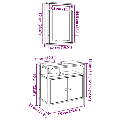Set di mobili per il bagno 2 pcs Marrone Legno multistrato | homemem39
