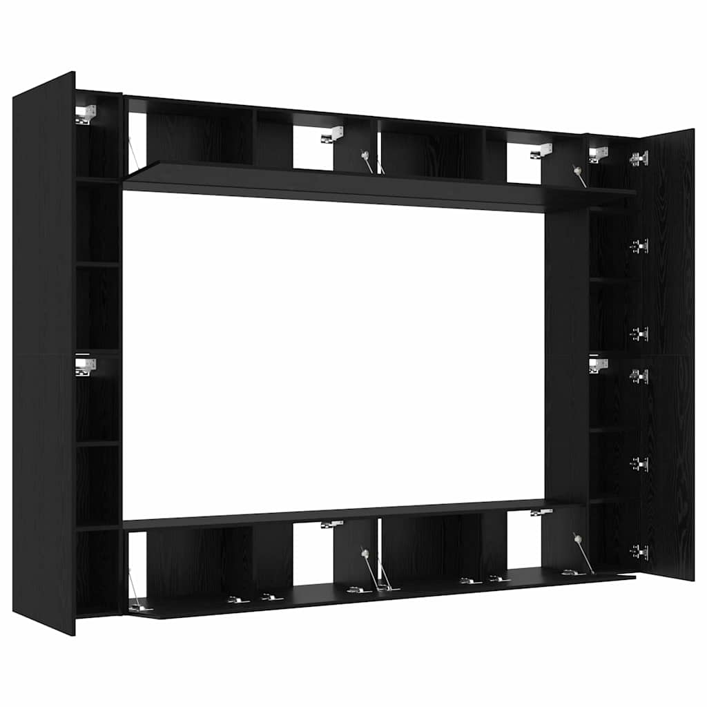 Set mobile TV 8 pcs Rovere Nero 100 x 30 x 30 cm