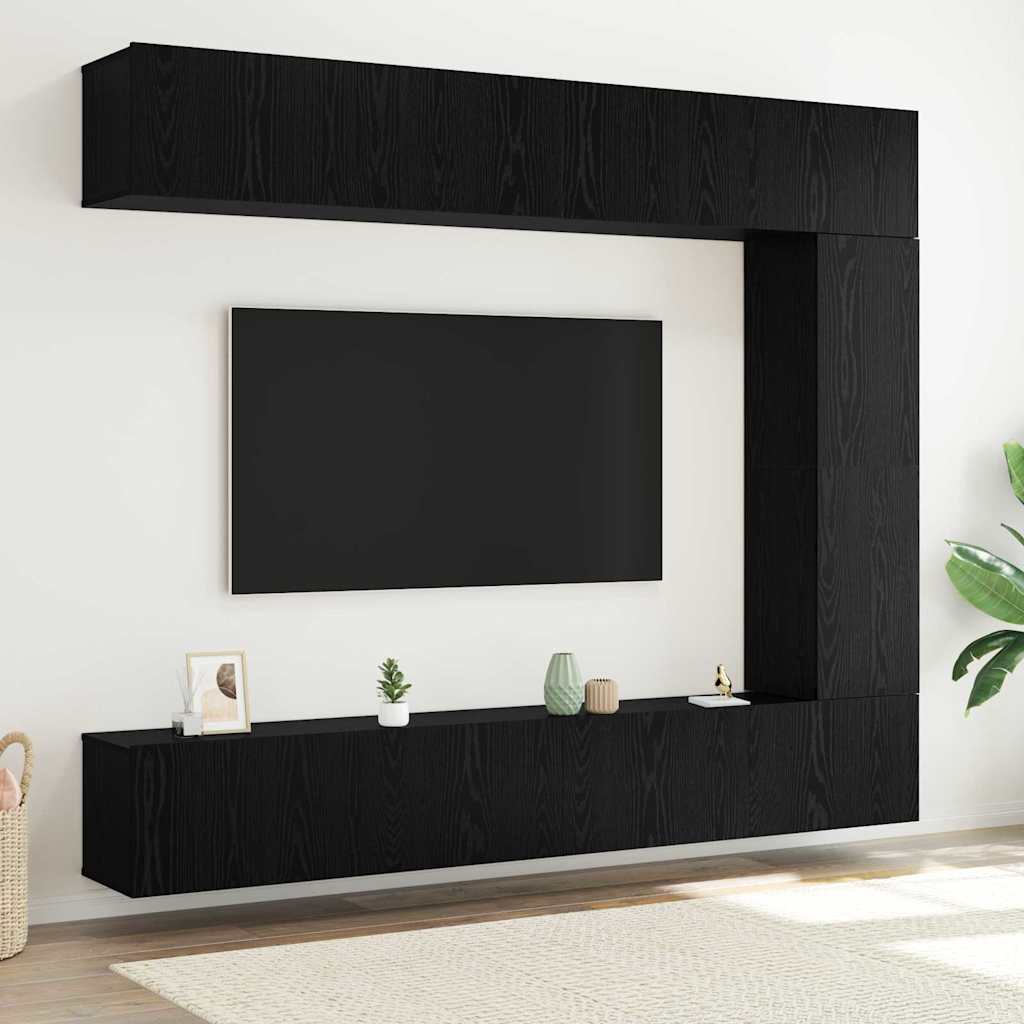 Set mobile TV 5 pcs Rovere nero 100 x 30 x 30 cm