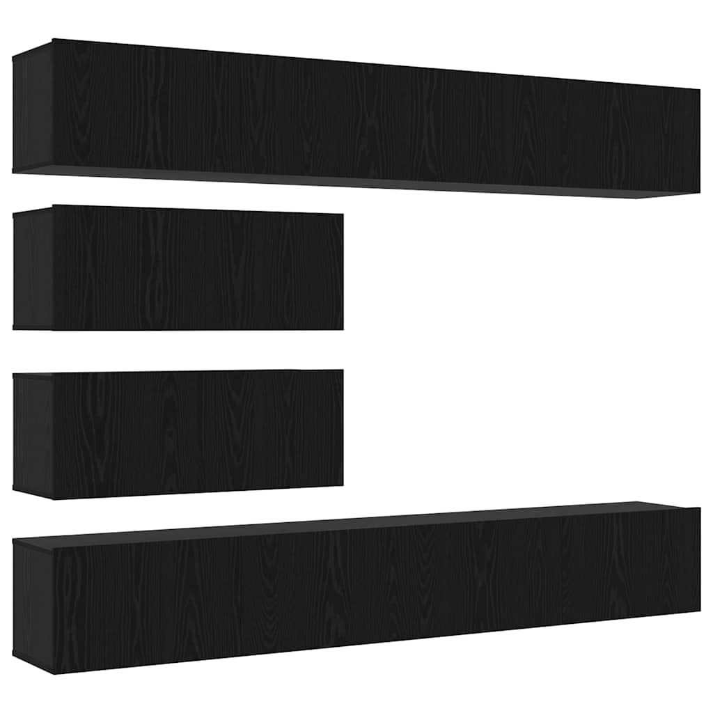 Set mobile TV 6 pcs Rovere nero 100 x 30 x 30 cm