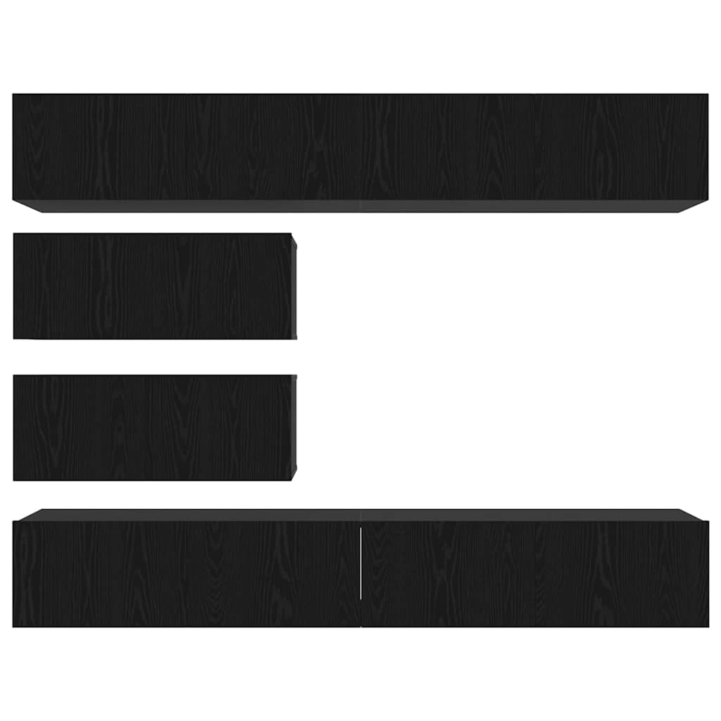 Set mobile TV 6 pcs Rovere nero 100 x 30 x 30 cm