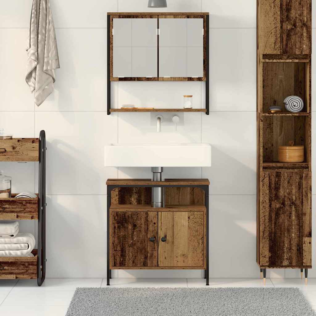 Set di mobili per il bagno 2 pcs Marrone Legno multistrato | homemem39