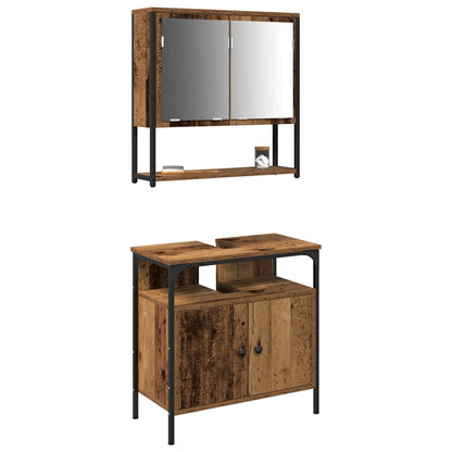 Set di mobili per il bagno 2 pcs Marrone Legno multistrato | homemem39
