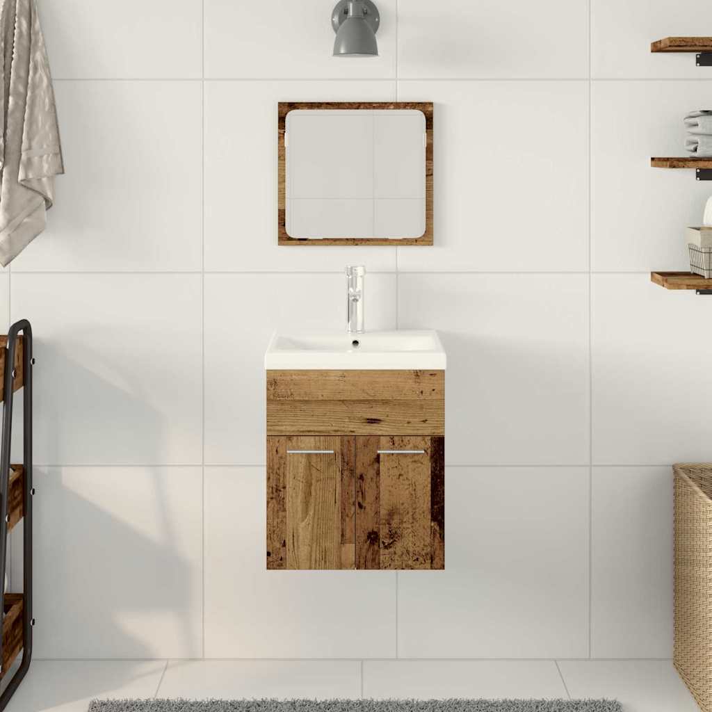 Set di mobili per il bagno con porta 3 pcs Legno vecchio | homemem39