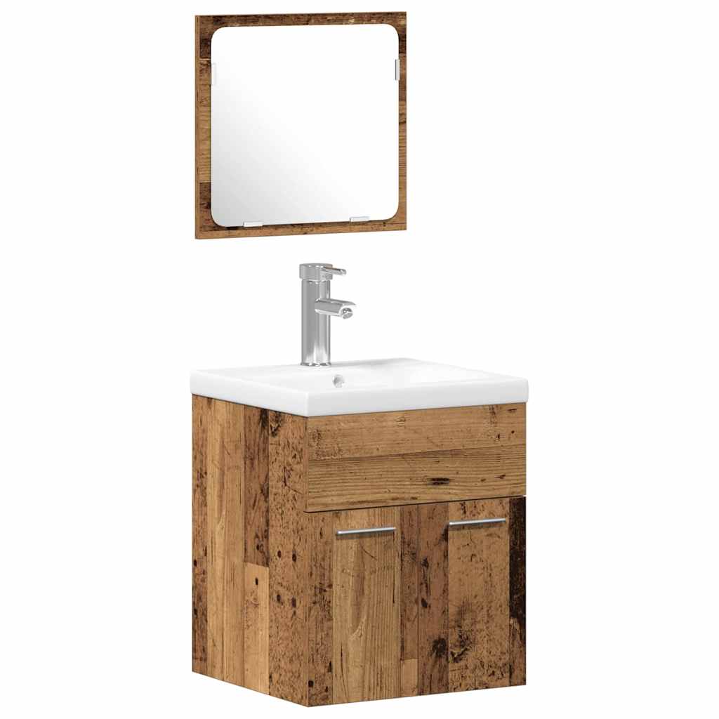 Set di mobili per il bagno con porta 3 pcs Legno vecchio | homemem39