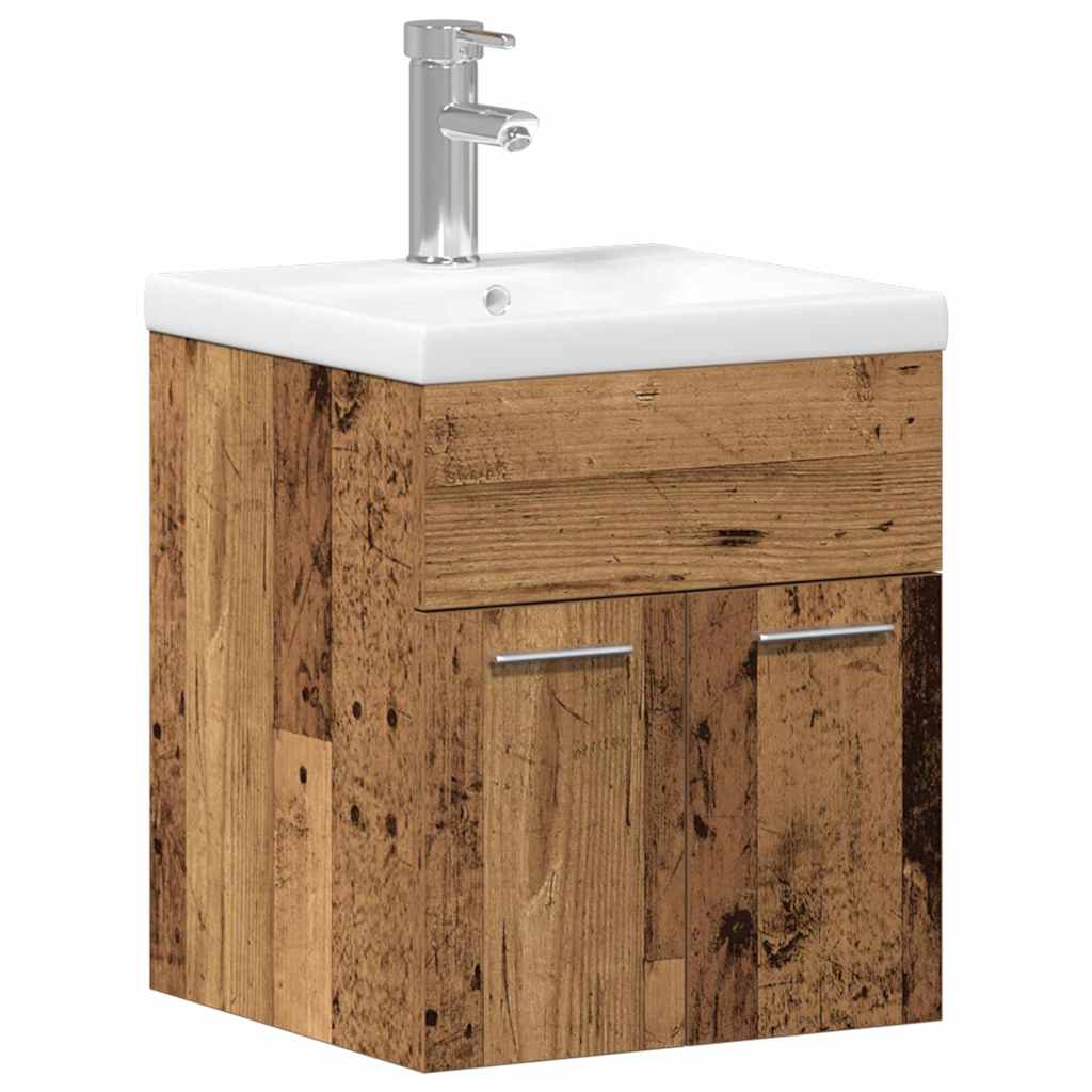 Set di mobili per il bagno con porta 3 pcs Legno vecchio | homemem39