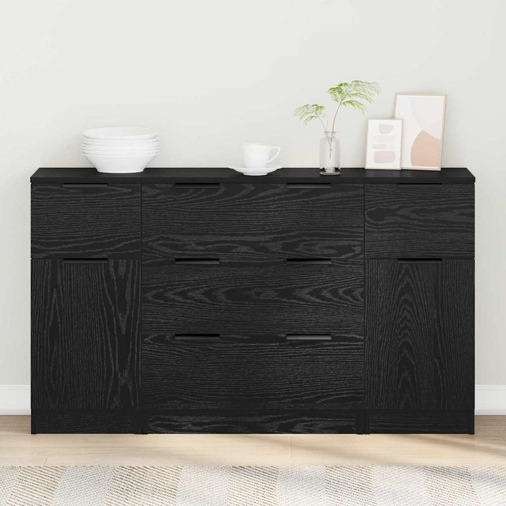 Credenza 3 pcs Rovere nero 121 x 30 x 70 cm Legno multistrato - homemem39