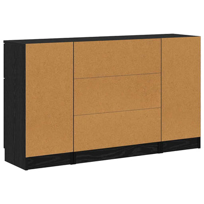 Credenza 3 pcs Rovere nero 121 x 30 x 70 cm Legno multistrato - homemem39