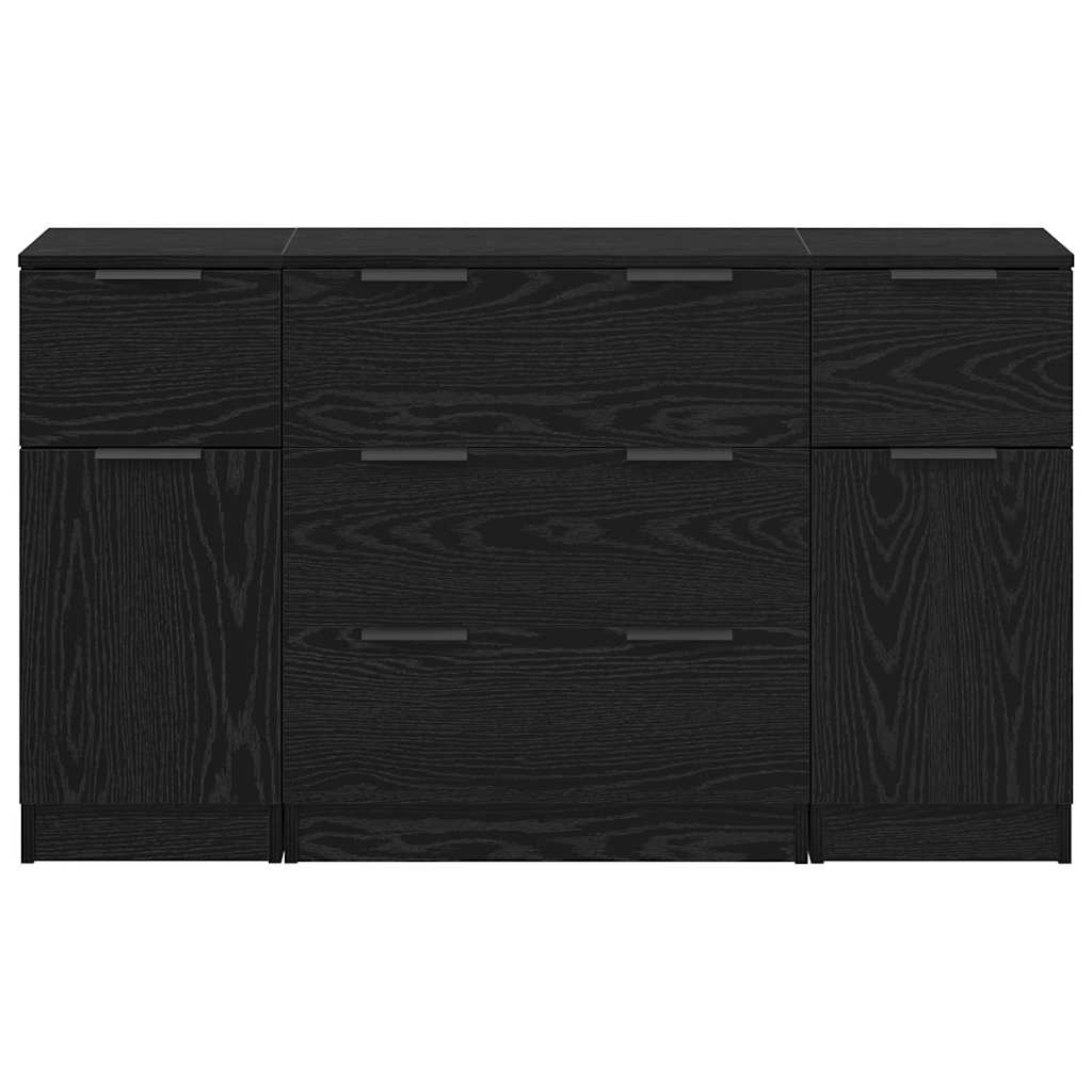 Credenza 3 pcs Rovere nero 121 x 30 x 70 cm Legno multistrato - homemem39