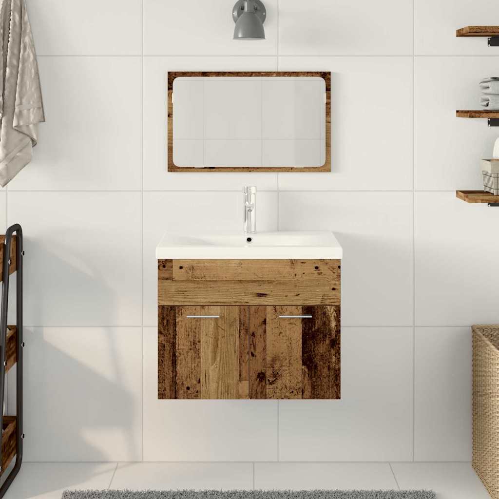 Set di mobili per il bagno con porta 3 pcs Legno vecchio | homemem39