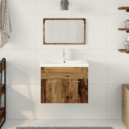 Set di mobili per il bagno con porta 3 pcs Legno vecchio | homemem39