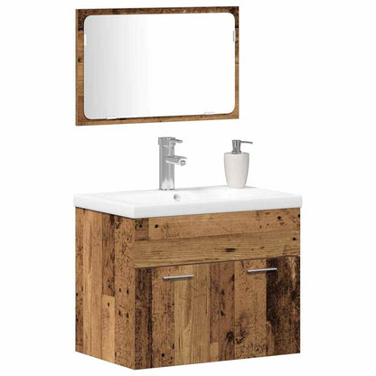 Set di mobili per il bagno con porta 3 pcs Legno vecchio | homemem39