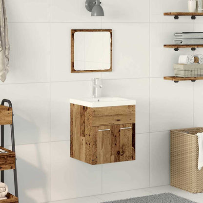 Set di mobili per il bagno con porta 3 pcs Legno vecchio