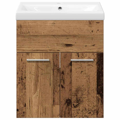 Set di mobili per il bagno con porta 3 pcs Legno vecchio