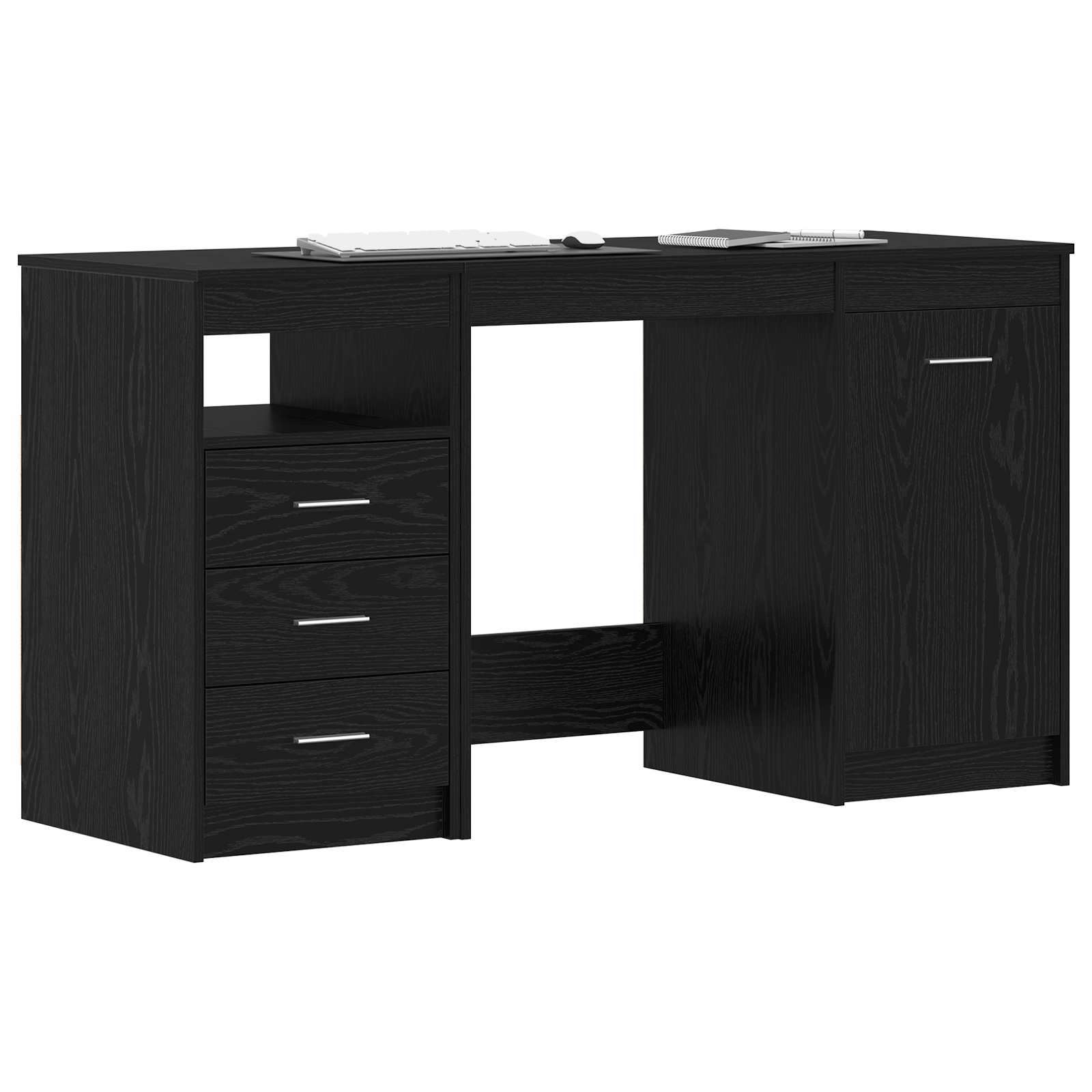 Scrivania 2 pcs Rovere Nero 140 x 50 x 76 cm Legno multistrato | homemem39