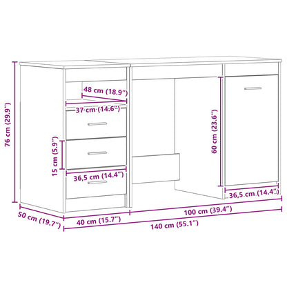 Scrivania 2 pcs Rovere Nero 140 x 50 x 76 cm Legno multistrato