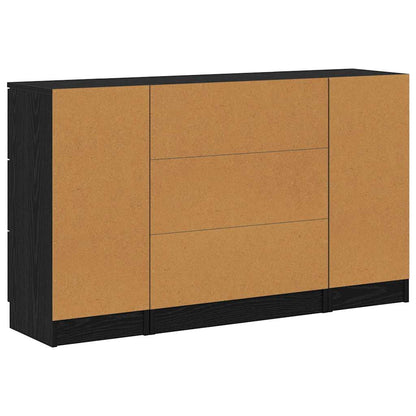 Credenza 3 pcs Rovere nero 121 x 30 x 70 cm Legno multistrato - homemem39