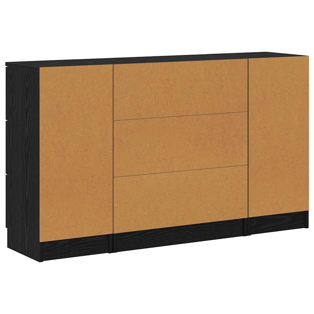Credenza 3 pcs Rovere nero 121 x 30 x 70 cm Legno multistrato - homemem39