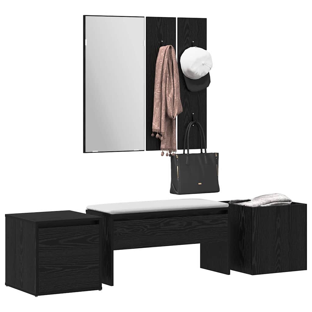 Set mobili da ingresso con specchio 6 pcs Legno multistrato