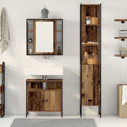 Set di mobili per il bagno con lo scaffale 3 pcs Legno vecchio