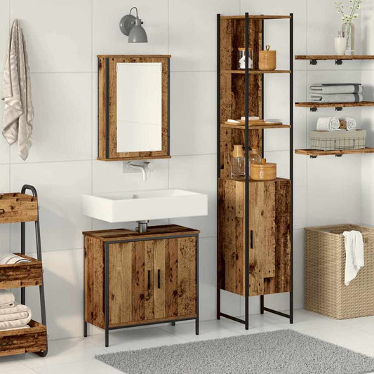 Set di mobili per il bagno 3 pcs Marrone Legno multistrato