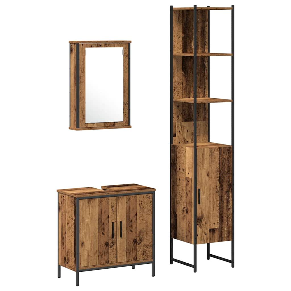 Set di mobili per il bagno 3 pcs Marrone Legno multistrato | homemem39