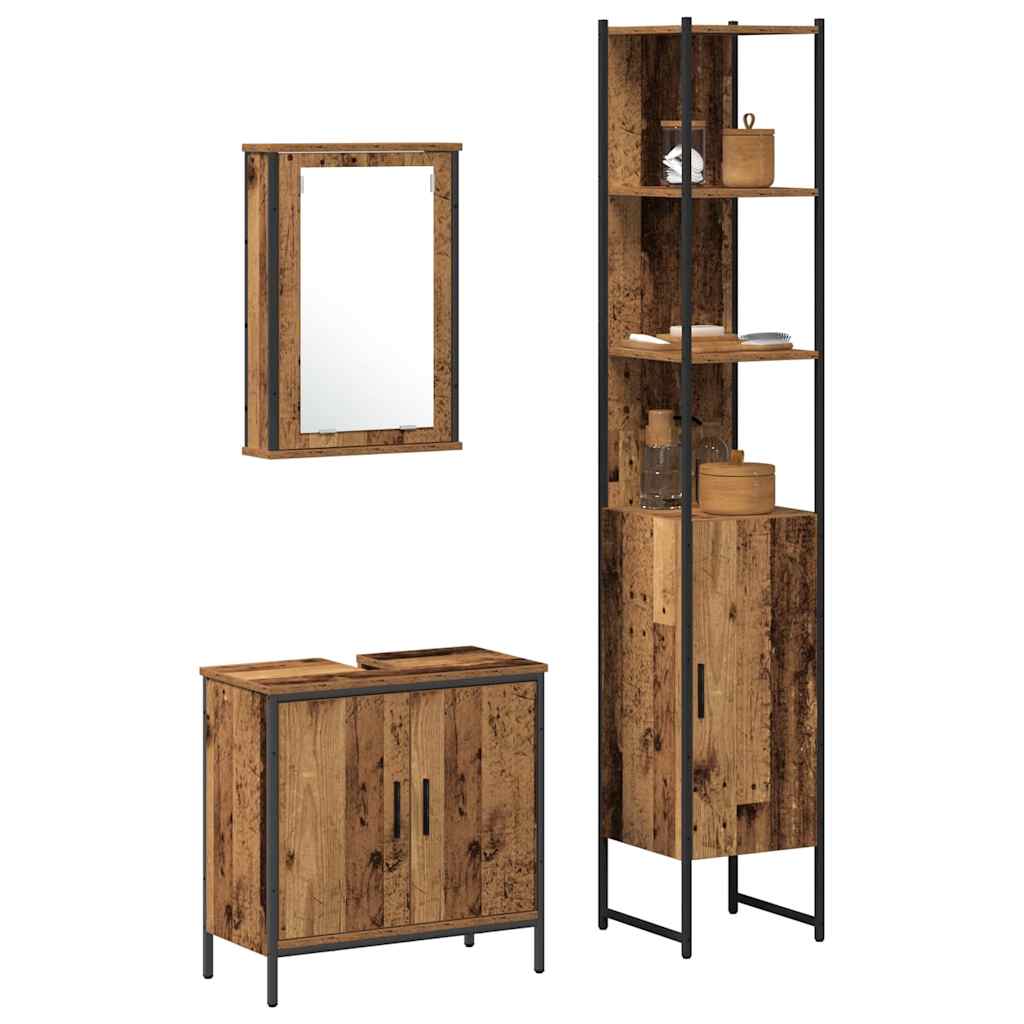Set di mobili per il bagno 3 pcs Marrone Legno multistrato | homemem39