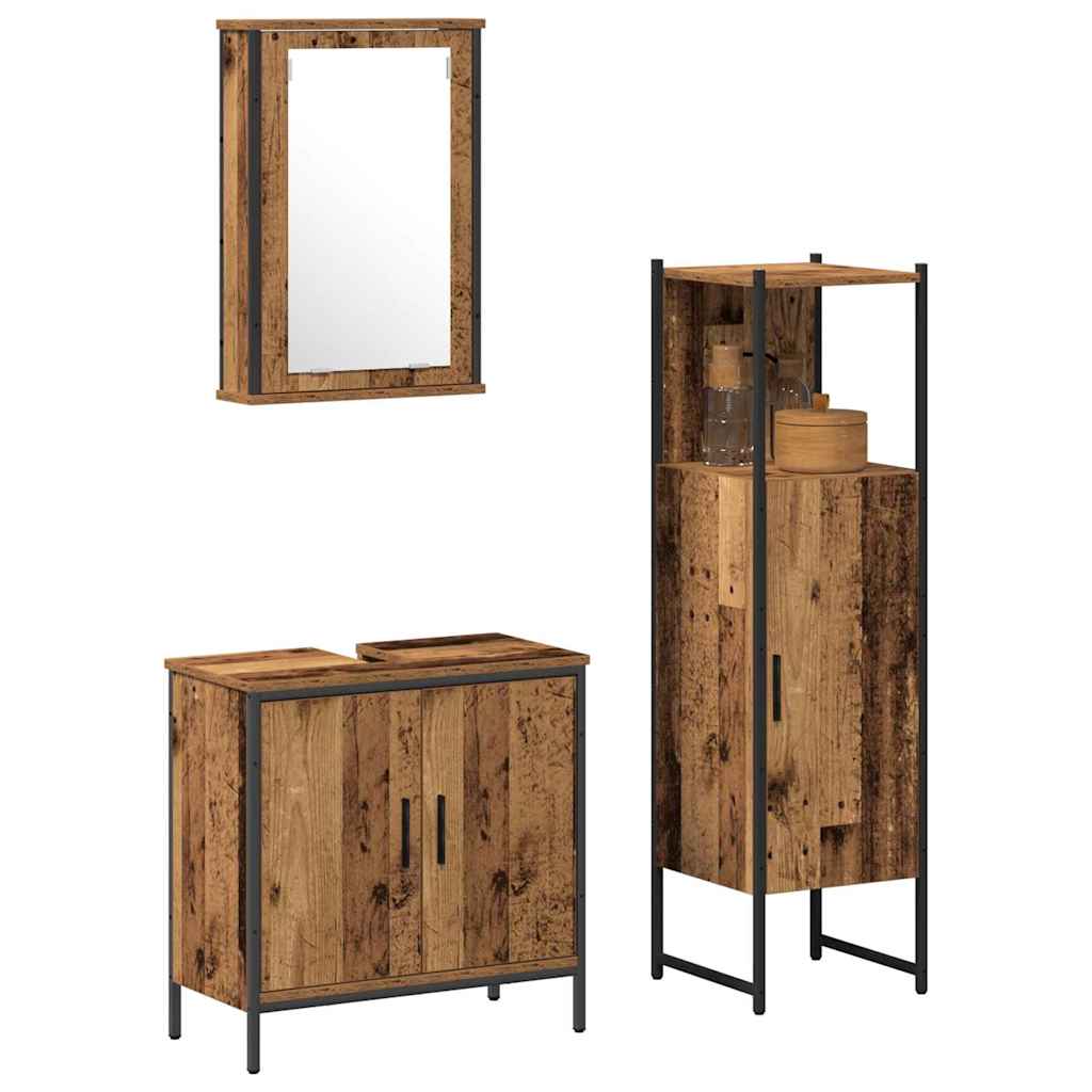 Set di mobili per il bagno 3 pcs Marrone 33 x 33 x 120.5 cm | homemem39