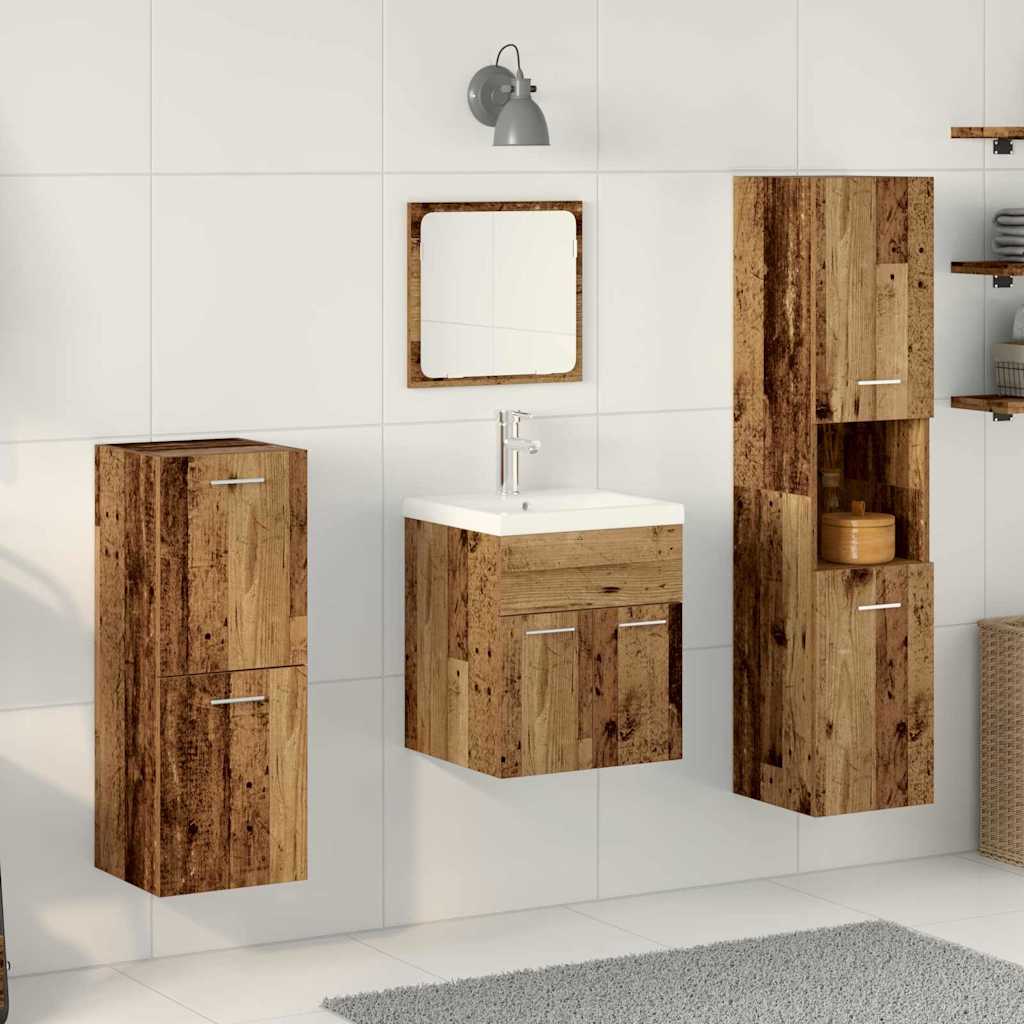 Set di mobili per il bagno con porta 4 pcs Legno vecchio