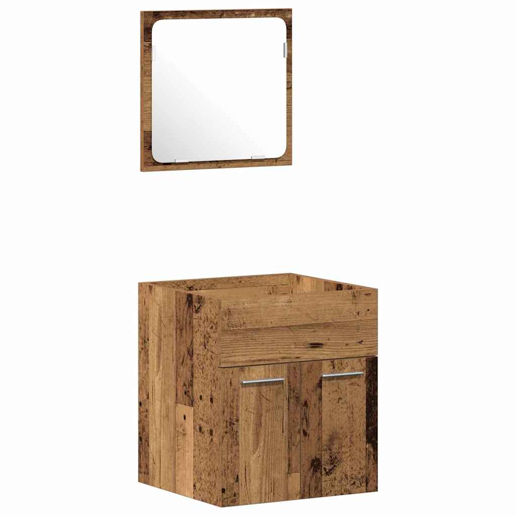 Set di mobili per il bagno con porta 4 pcs Legno vecchio