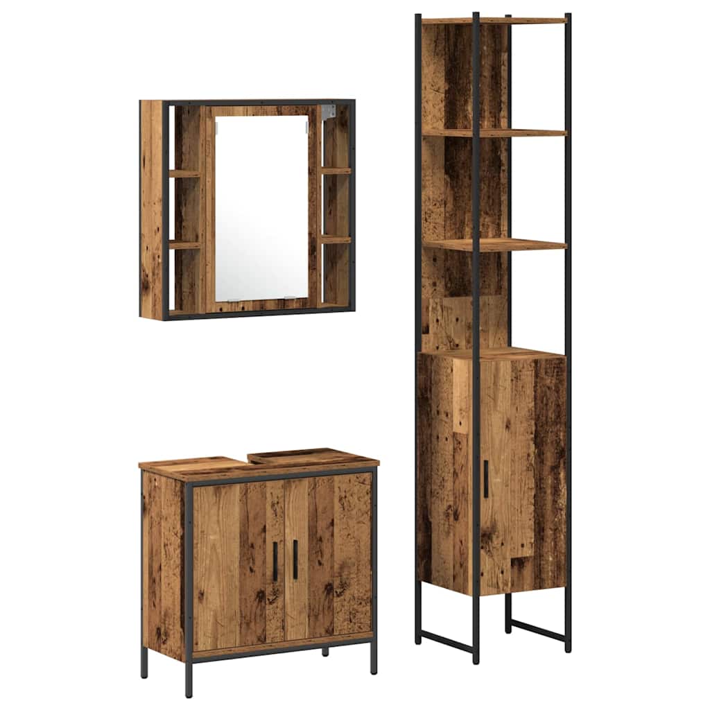 Unità da Bagno 3 pz Marrone 33 x 33 x 185,5 cm | homemem39