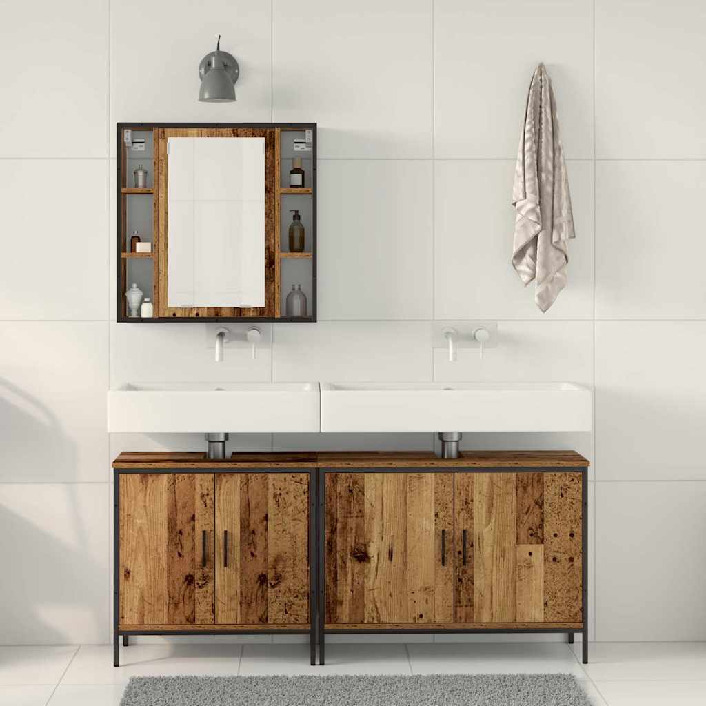Set di mobili per il bagno 3 pcs Marrone Legno multistrato