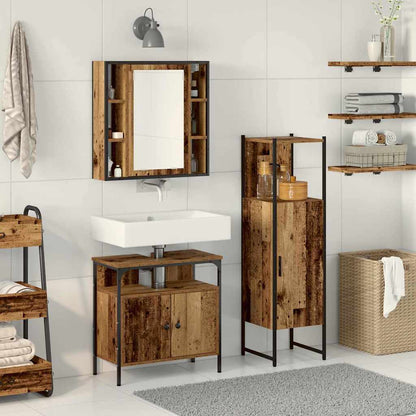 Set di mobili per il bagno 3 pcs Marrone Legno multistrato