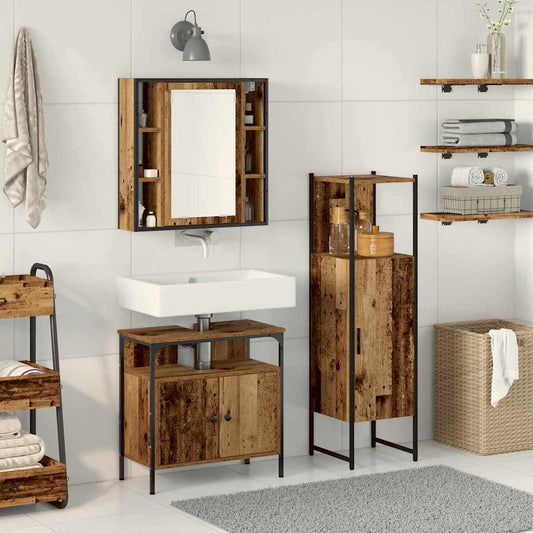 Set di mobili per il bagno 3 pcs Marrone Legno multistrato