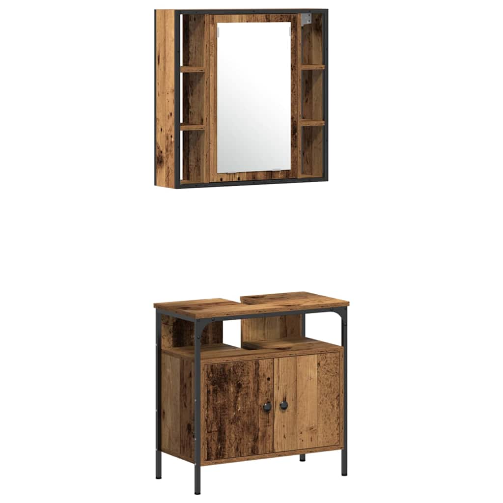 Set di mobili per il bagno 3 pcs Marrone Legno multistrato