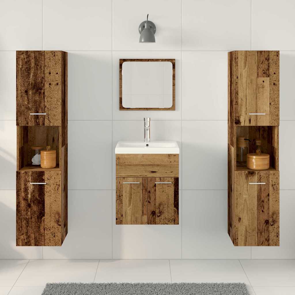 Set di mobili per il bagno con lo scaffale 4 pcs Legno vecchio