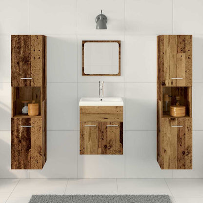 Set di mobili per il bagno con lo scaffale 4 pcs Legno vecchio