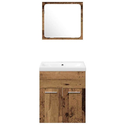 Set di mobili per il bagno con lo scaffale 4 pcs Legno vecchio