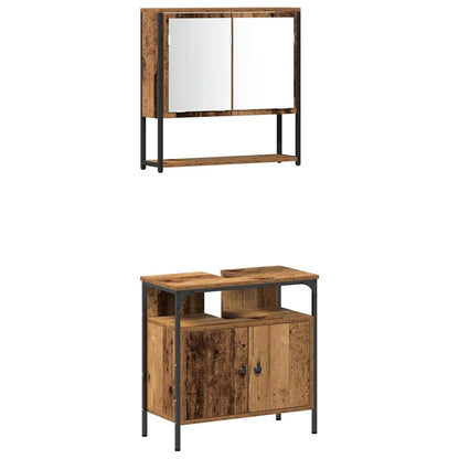 Set di mobili per il bagno 3 pcs Marrone Legno multistrato | homemem39
