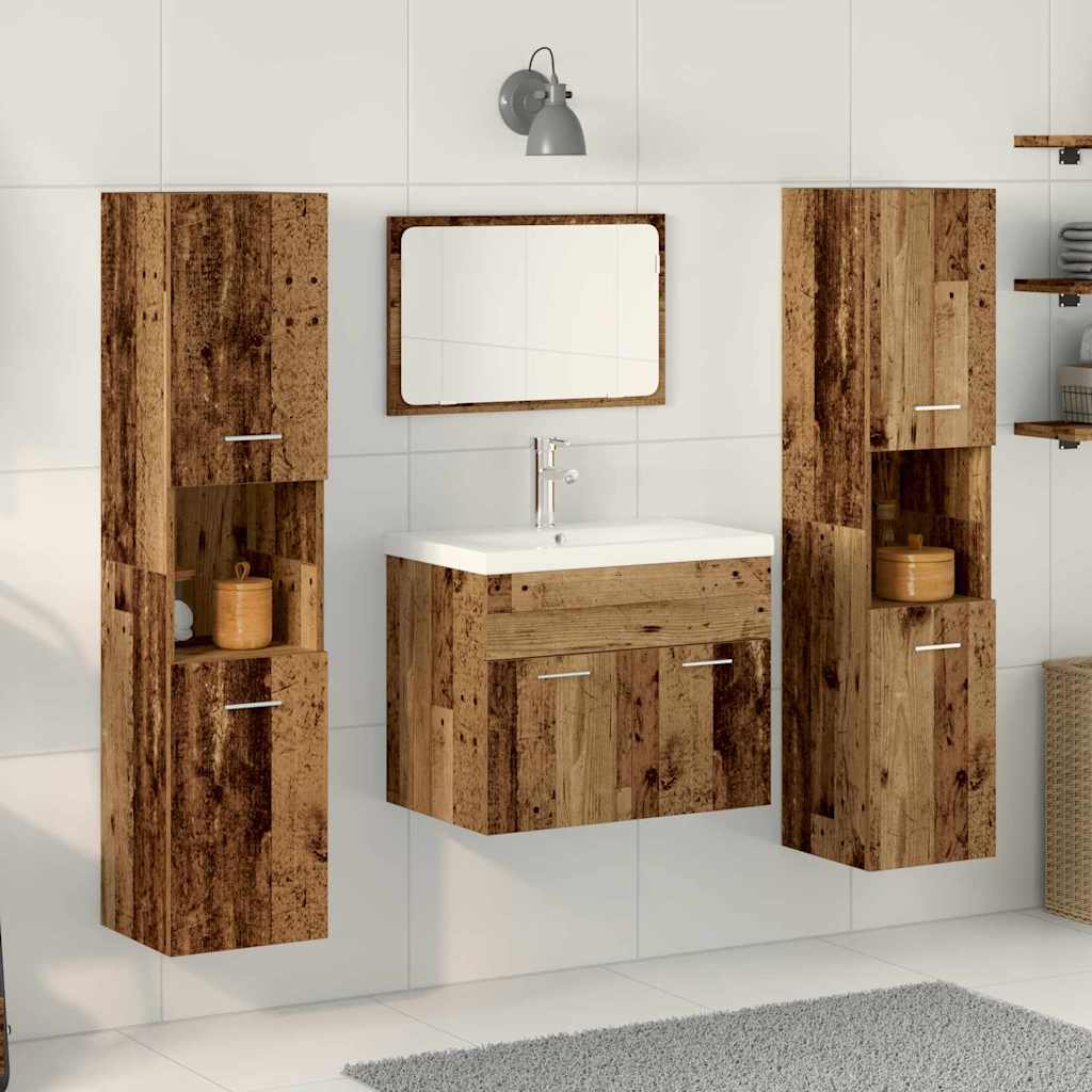 Set di mobili per il bagno con porta 4 pcs Legno vecchio | homemem39