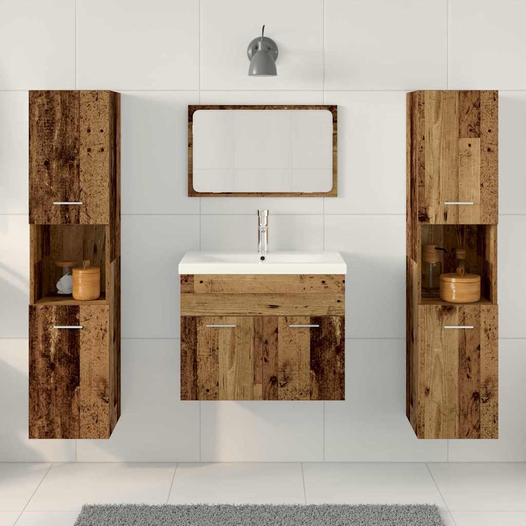 Set di mobili per il bagno con porta 4 pcs Legno vecchio | homemem39