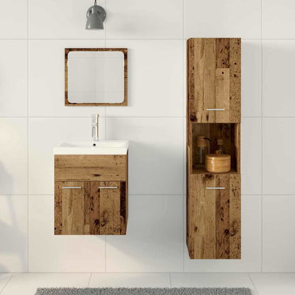 Set di mobili per il bagno con cassetto 4 pcs Legno vecchio