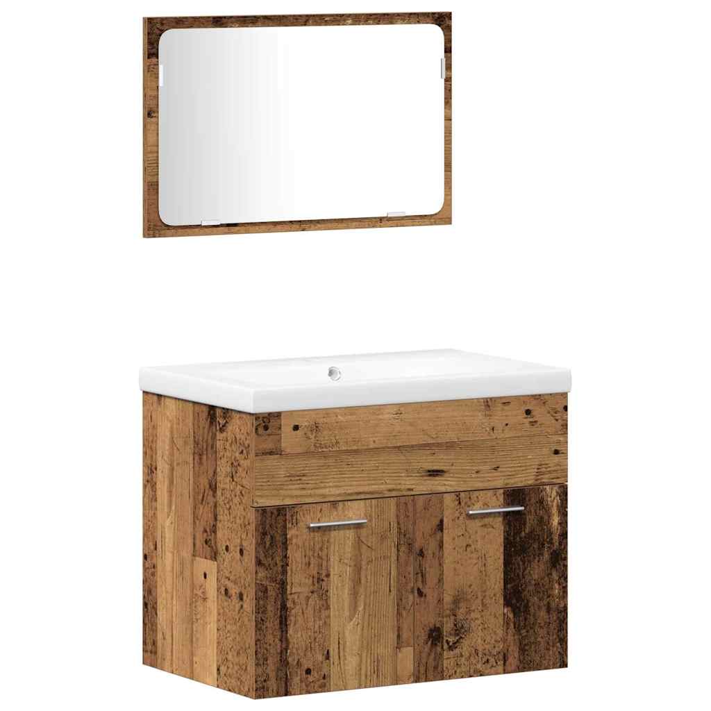 Set di mobili per il bagno 4 pcs Marrone Legno multistrato | homemem39