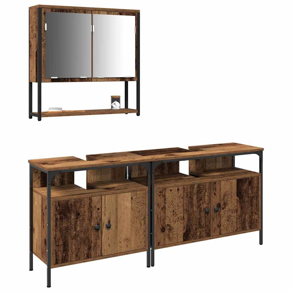 Set di mobili per il bagno 3 pcs Marrone Legno multistrato | homemem39