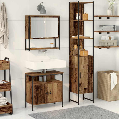 Set di mobili per il bagno con lo scaffale 3 pcs Legno vecchio | homemem39