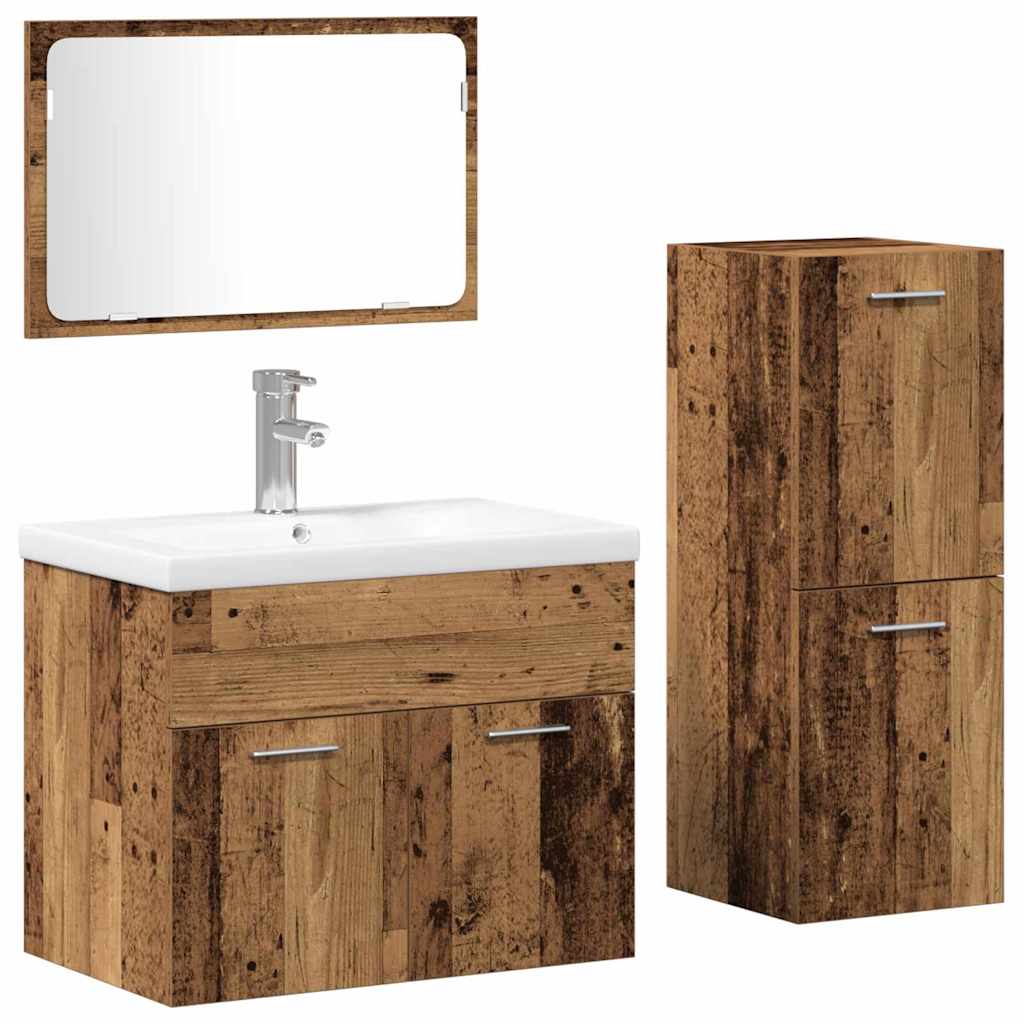 Set di mobili per il bagno 4 pcs Marrone Legno multistrato